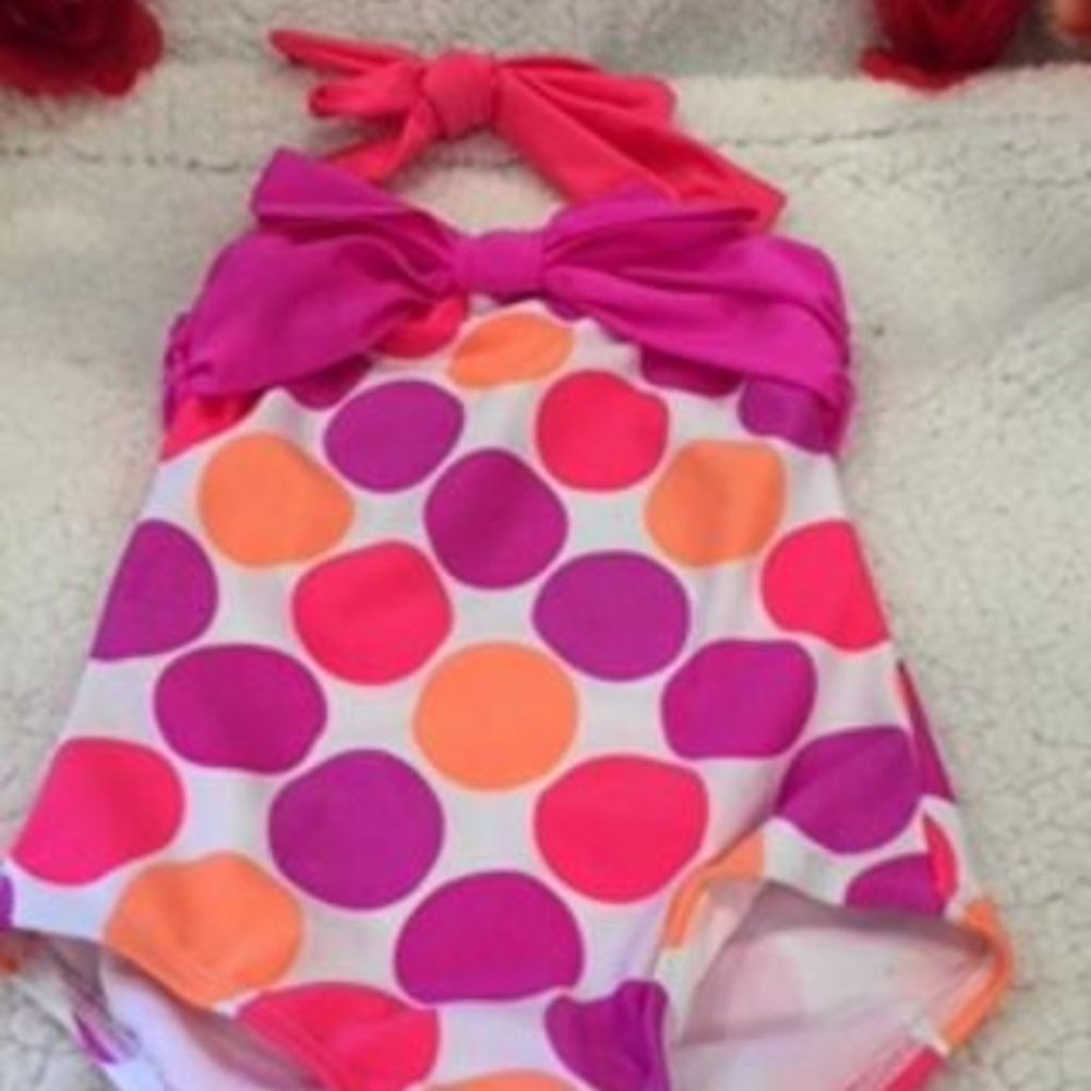 LOVE U LOTS WHITE MULTI-COLOR 1 PIECE SWIMWEAR